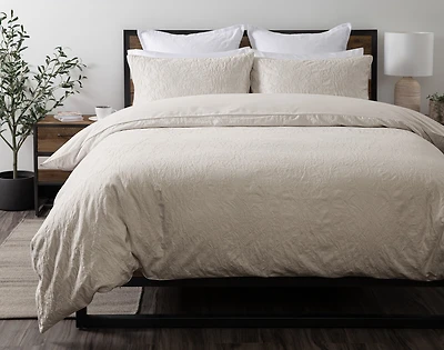 Cortado Cotton Matelassé Duvet Cover Set - Sand