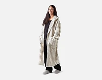 Yarn Dye Terry Hooded Bathrobe - White