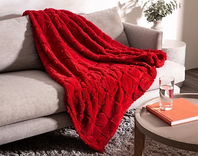 Valentine's Fleece Throw - Etched Hearts