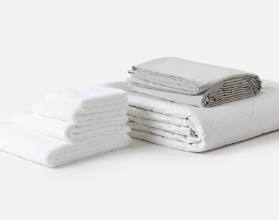 6-Piece Bath & Bedding Essentials Bundle - Charcoal White,