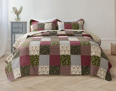 Bless Cotton Quilt Set, Patchwork, Green,