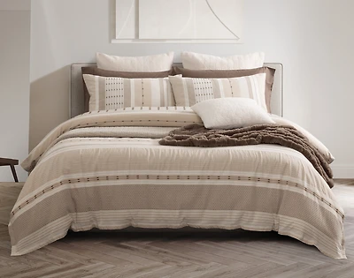 Adrift Duvet Cover, Cotton, Geometric, Beige, Queen
