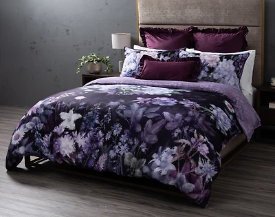 Christabel Duvet Cover, Cotton, Floral, Purple,