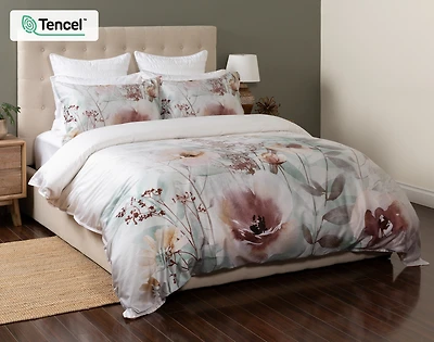 Lastlight Duvet Cover, TENCEL Lyocell, Botanical, White, Double