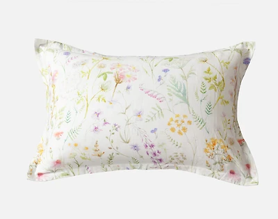 Lena Pillow Sham, Floral, White, King