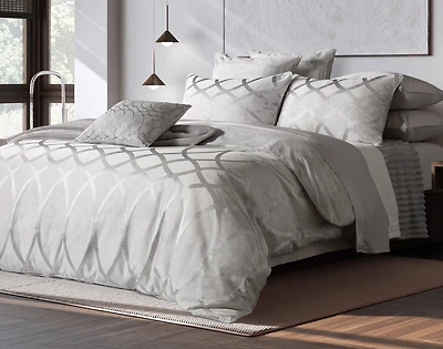 Metropolitan Duvet Cover, Cotton, Geometric, Grey,