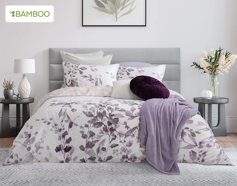 Casano Duvet Cover, Bamboo Cotton, Botanical, White,