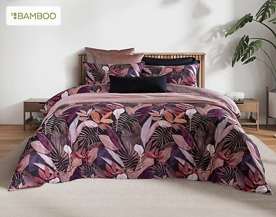 Anguilla Tropical Duvet Cover, Bamboo Cotton, Botanical, Purple, Queen