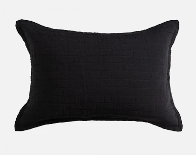 Jetset Black Pillow Sham, Geometric, Queen