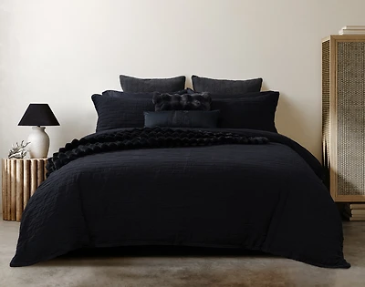 Jetset Black Duvet Cover, Cotton, Geometric,