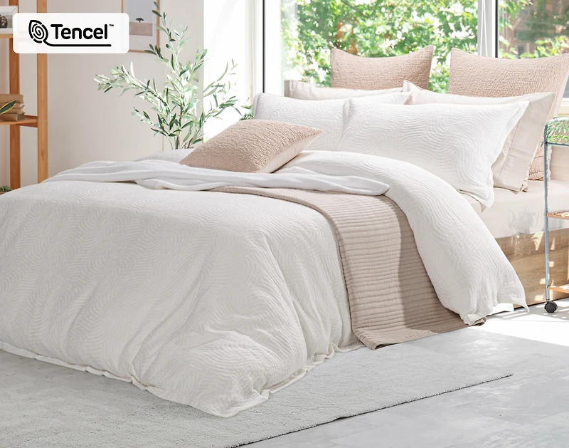 Nuala Duvet Cover, TENCEL Lyocell, Geometric, White,