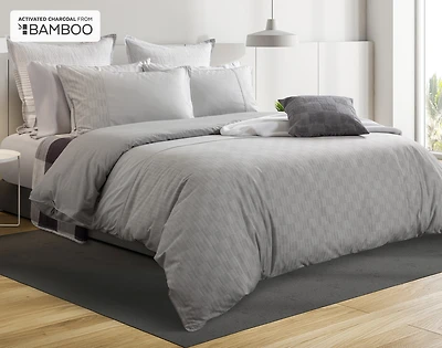 Marco Duvet Cover, Bamboo Cotton, Geometric, Grey,