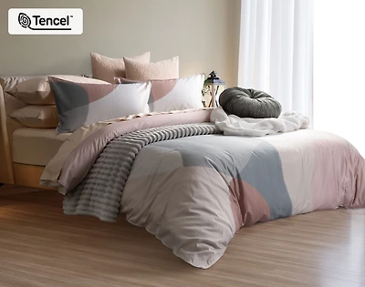 Tarna Contemporary Duvet Cover, TENCEL Lyocell, Geometric, Orange,