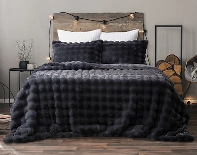 Bubble Faux Fur Comforter Set