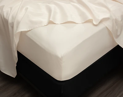Undyed & Unbleached Organic Cotton Sateen Fitted Sheet, GOTS Certified, Beige,