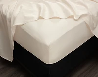 Undyed & Unbleached Organic Cotton Sateen Fitted Sheet, GOTS Certified, Beige,