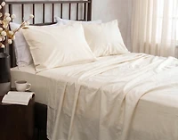 Undyed & Unbleached Organic Cotton Sateen Sheet Set, GOTS Certified, Beige,