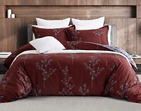 Vermillia Duvet Cover, Cotton Set, Botanical, Red,