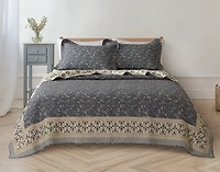 Mabel Cotton Quilt Set, Botanical, Blue,