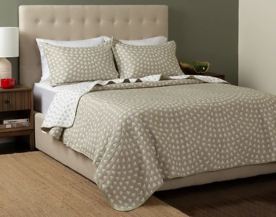 Forest Frost Cotton Blend Coverlet Set, Scenic, Green,