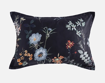 Sarita Pillow Sham, Floral, Black, Queen