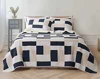 Zander Cotton Quilt Set, Patchwork, Blue,