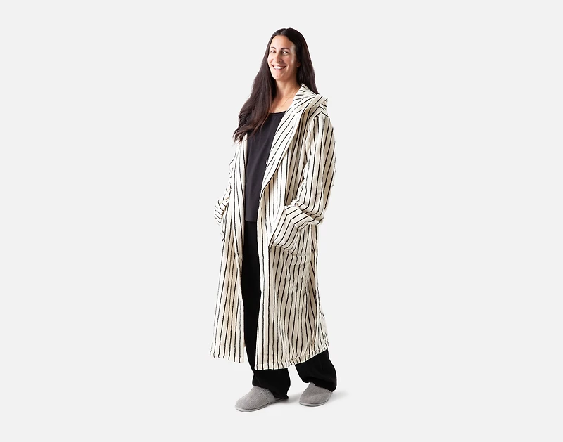 Yarn Dye Terry Hooded Bathrobe White