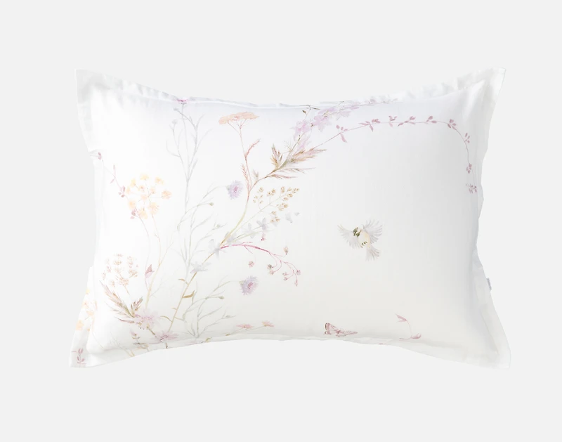 Elysium Pillow Sham, Floral, White,