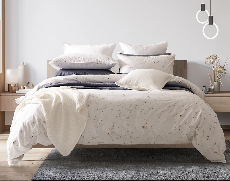 Memories Duvet Cover, Cotton, Floral, White,