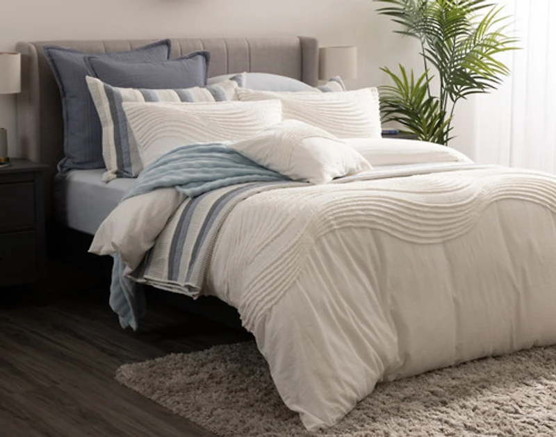 Savary Duvet Cover, Cotton, Geometric, White,