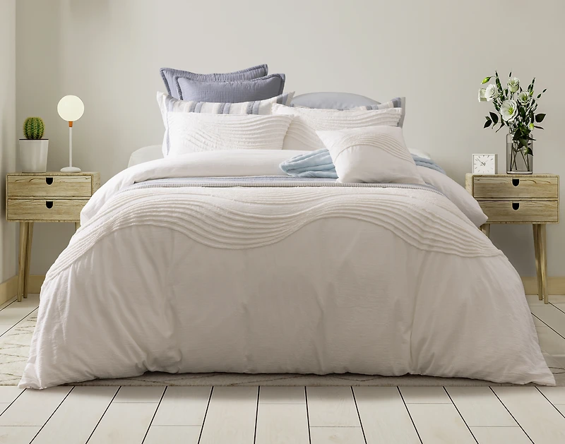 Savary Duvet Cover, Cotton, Geometric, White,