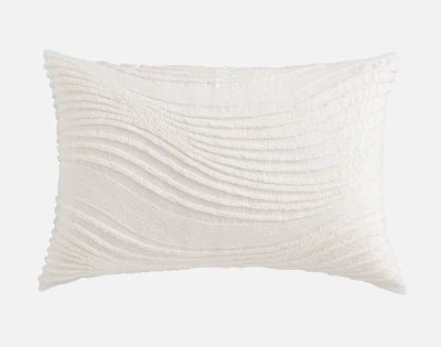 Savary Pillow Sham, Geometric, White, Queen
