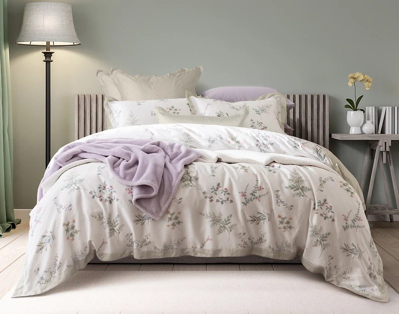Annika Duvet Cover, TENCEL Lyocell, Floral, White,
