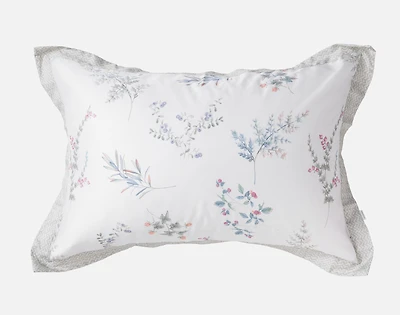 Annika Pillow Sham, Floral, White, Queen