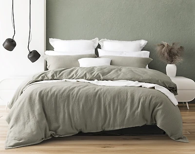 Arden Duvet Cover, TENCEL Lyocell Set, Geometric, Green,