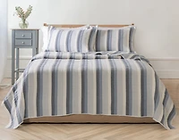 Piers Cotton Quilt Set, Geometric, Blue,