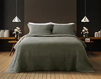 Donegal Cotton Quilt Set, Textured, Green,