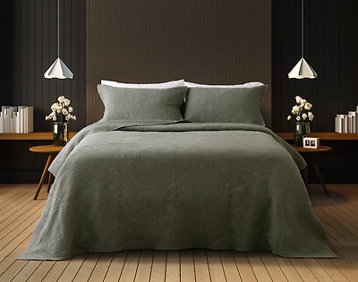 Donegal Cotton Quilt Set, Textured, Green,