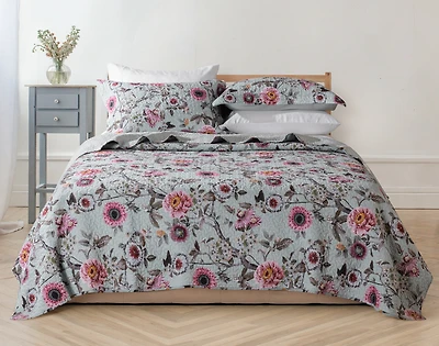 Eloise Cotton Quilt Set, Floral, Pink,