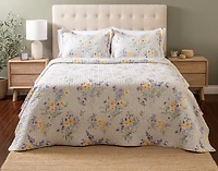 Clara Recycled Polyester Coverlet Set, Floral, White,