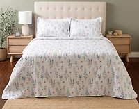 Delphine Recycled Polyester Coverlet Set, Floral, White,
