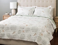 Shoreline Recycled Polyester Coverlet Set, Scenic, White,