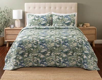 Winslow Recycled Polyester Coverlet Set, Floral, Green,