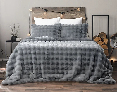 Bubble Faux Fur Comforter Set