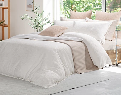 Nuala Duvet Cover, TENCEL Lyocell, Geometric, White,
