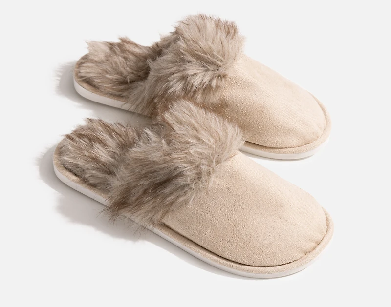Faux Fur Plush Slippers