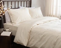 Undyed & Unbleached Organic Cotton Sateen Duvet Cover, GOTS Certified, Beige,