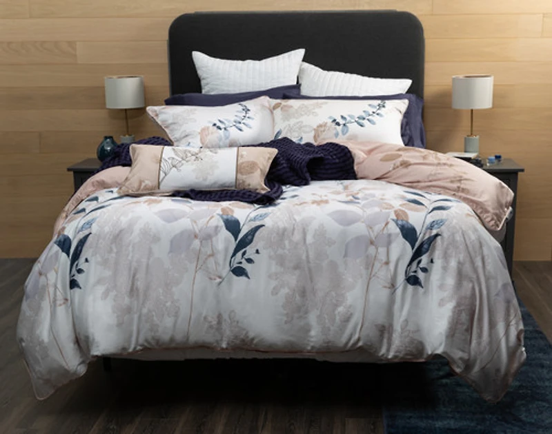 Alder Duvet Cover, TENCEL Lyocell, Botanical, Beige, Queen