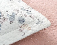 Annalise Cotton Quilt Set, Botanical, Grey,