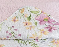 Meadow Recycled Polyester Coverlet Set, Floral, White,